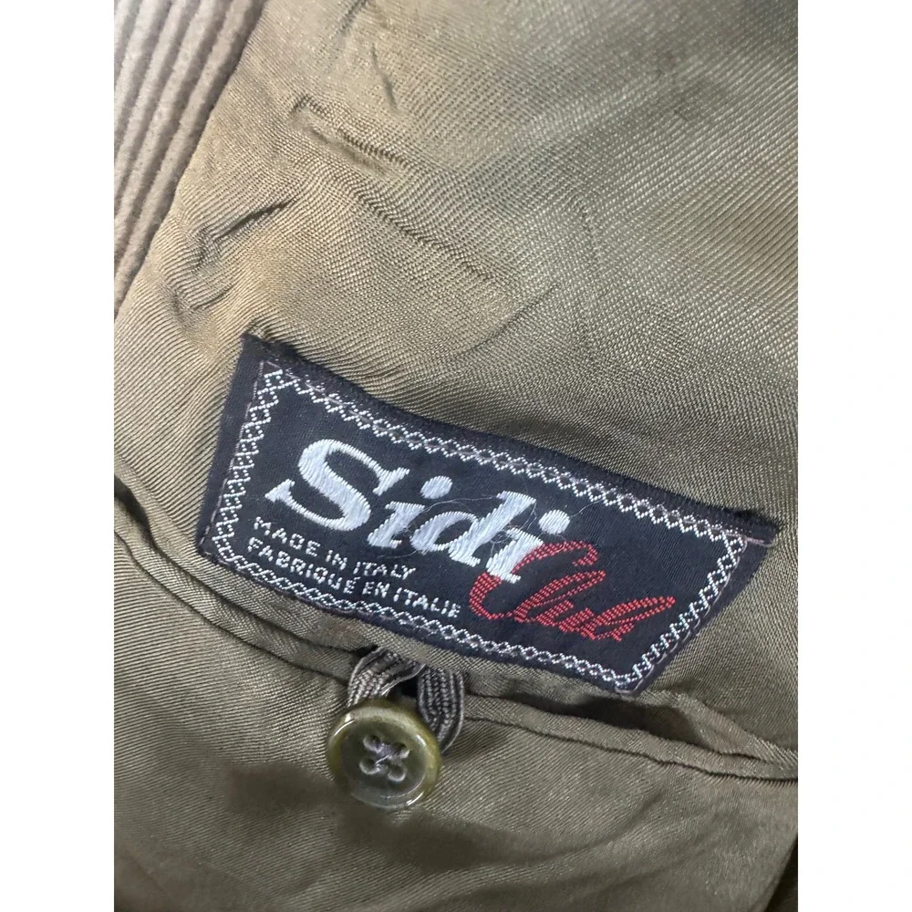 Sidi Club Vintage Mens Corduroy Blazer Brown Olive Shoulder Italy 40S Short 80s
